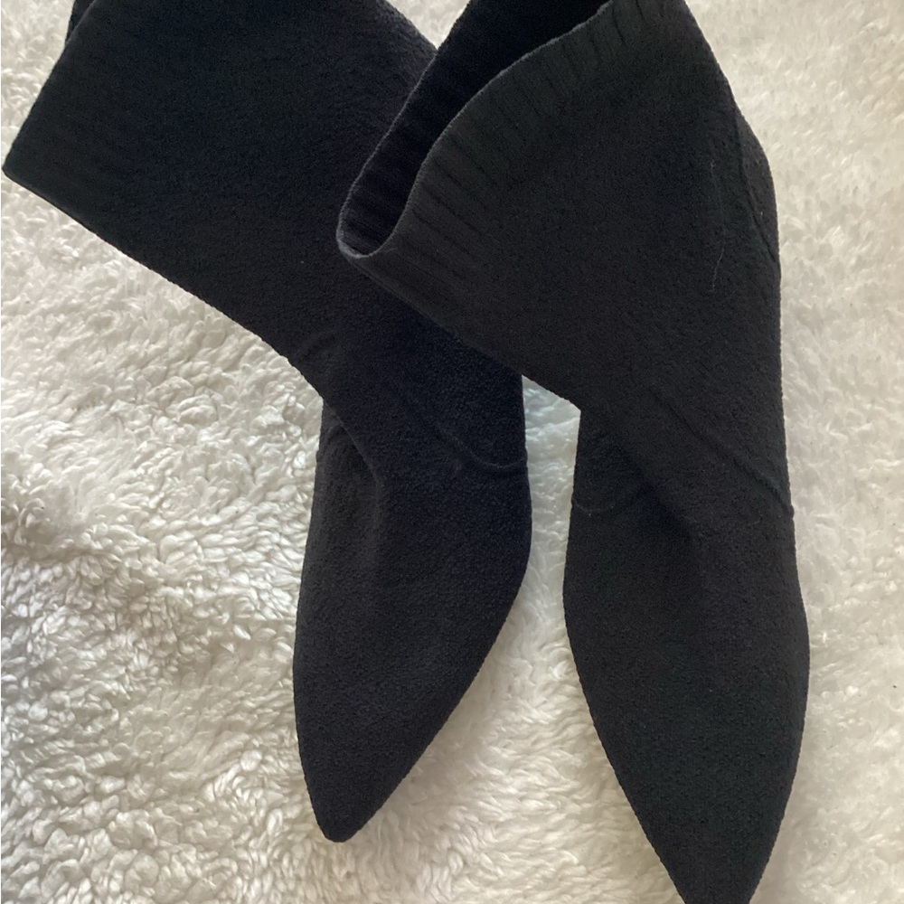 Black Stretch-Knit Heeled Sock Boots